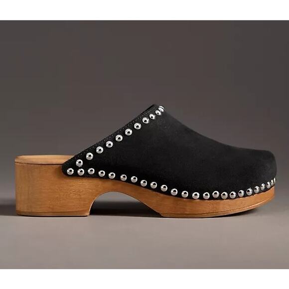 Anthropologie Shoes - Anthropologie Studded Trim Wood Bottom Clogs Black 40 / US 9.5 / 10